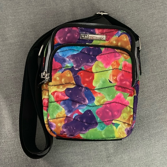 NWOT BETSEY JOHNSON  Yummy Gummy Bear Nylon Multicolor Nylon Quilt Crossbody bag - Picture 1 of 7